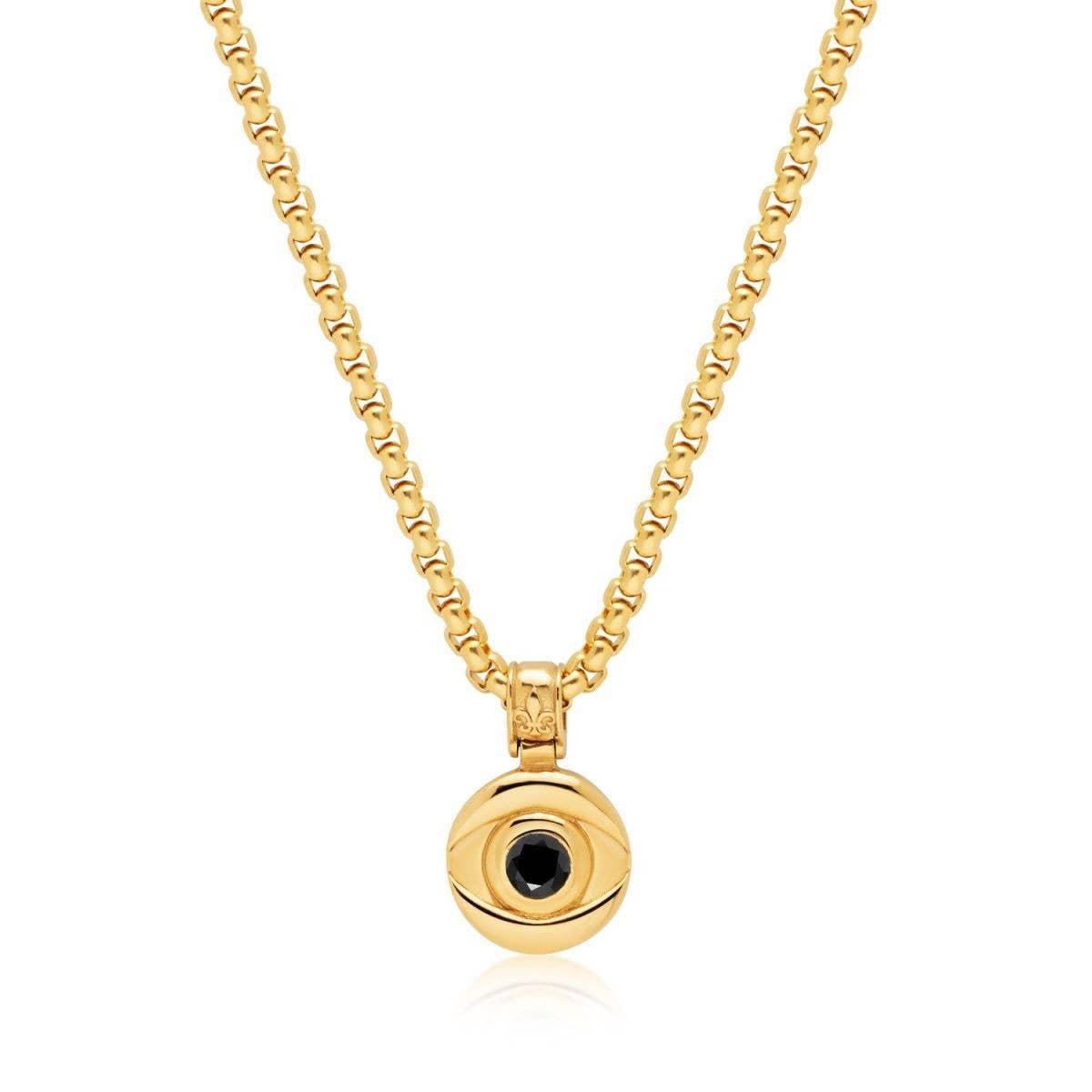 Zirconia Devil's Eye Clavicle Necklace_CWMM5340