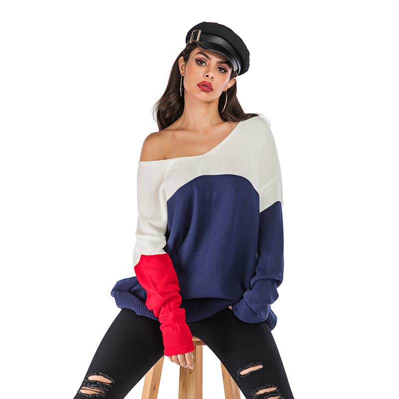 A THIN V-NECK SWEATER WITH A SLOUCHY PULLOVER