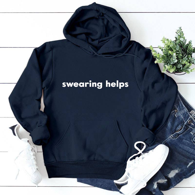 Swearing helps printed thickened warm hoodie