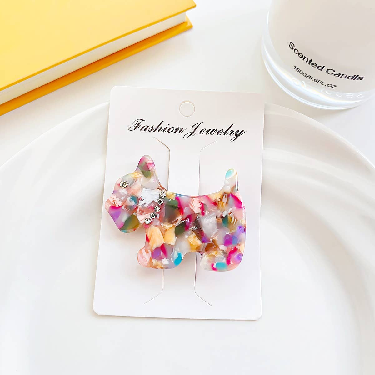 French vintage diamond-encrusted puppy hair clip