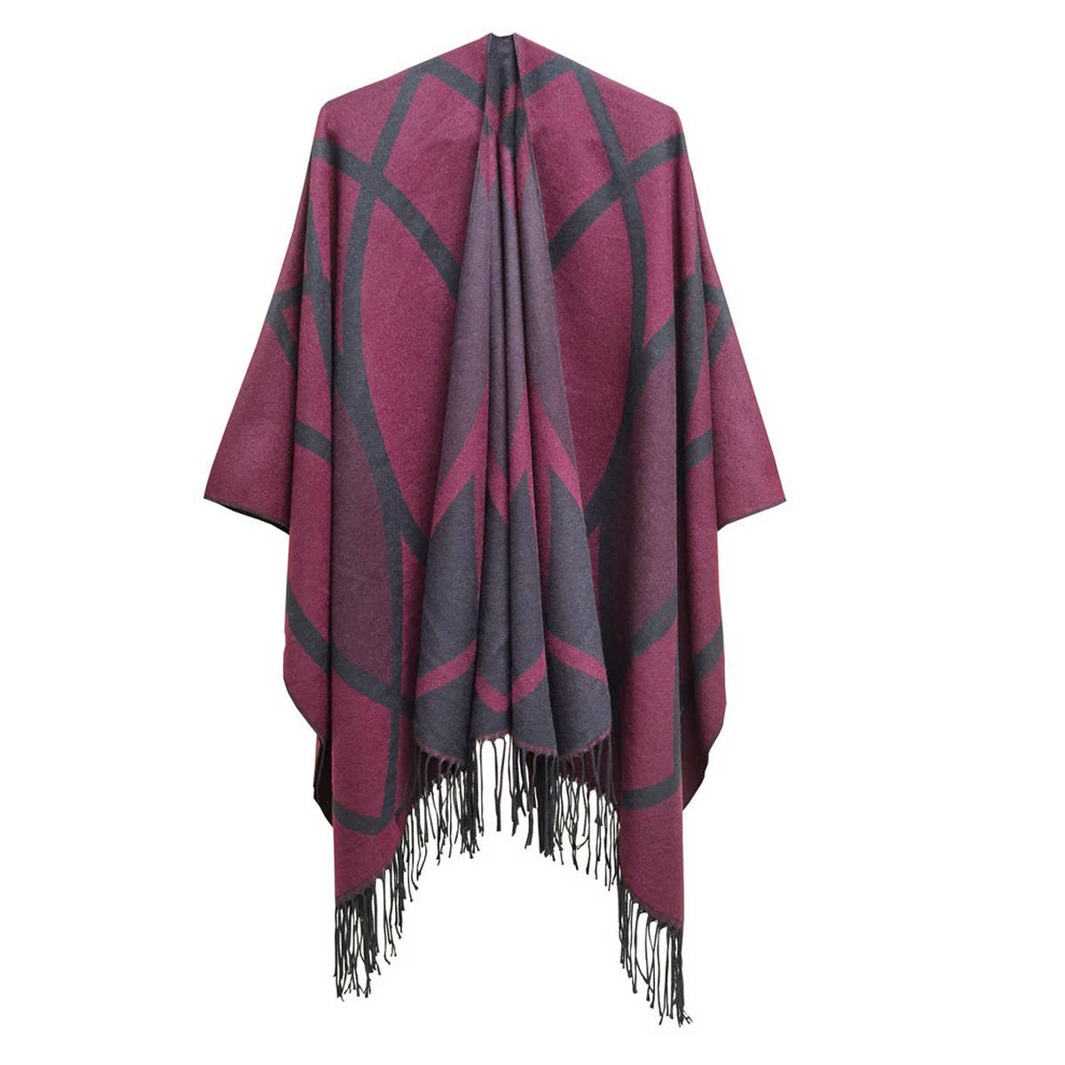 TASSELS WITH LINES KEEP WARM AND SPLIT SHAWL