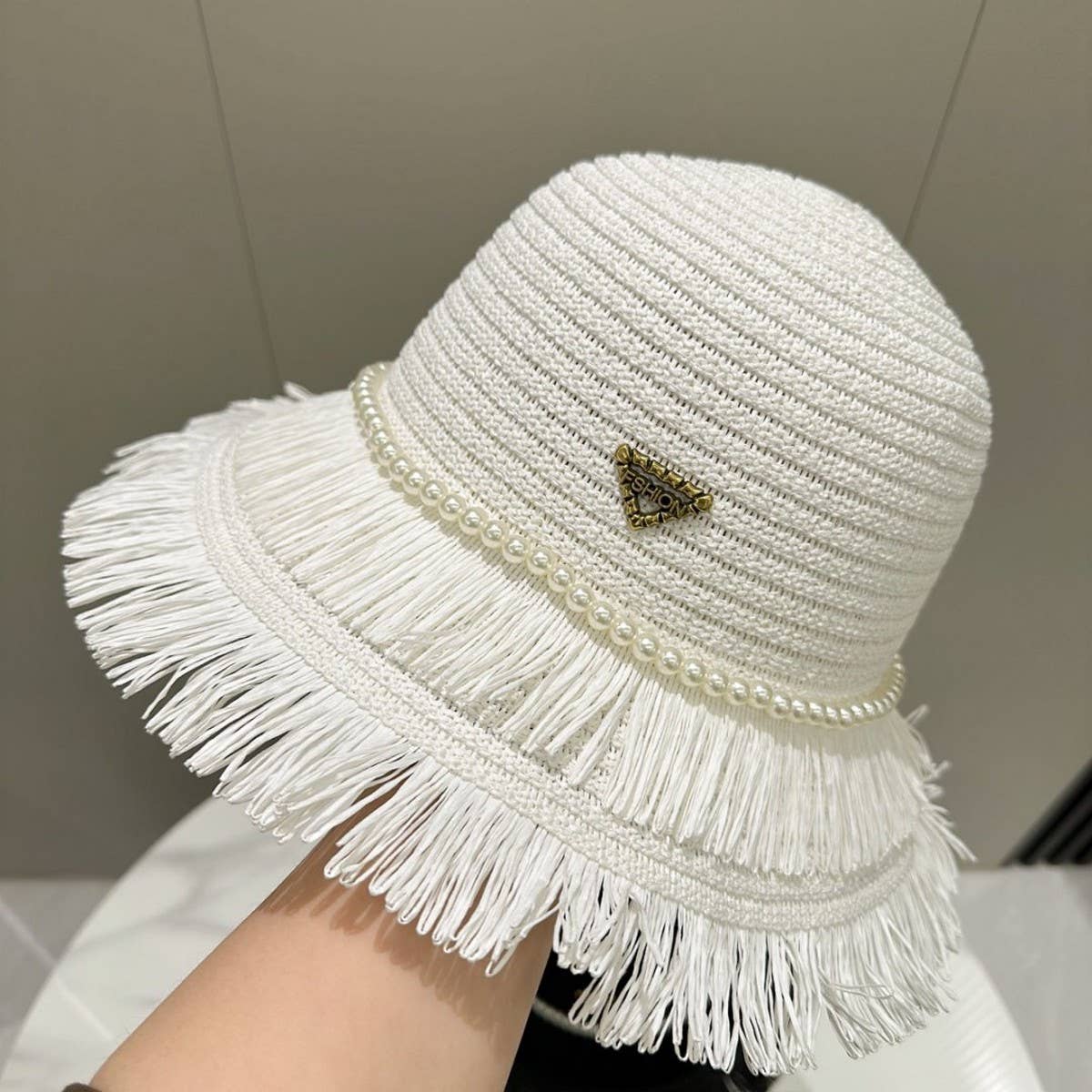 Summer beach vacation tassel straw hat_CWAH3511