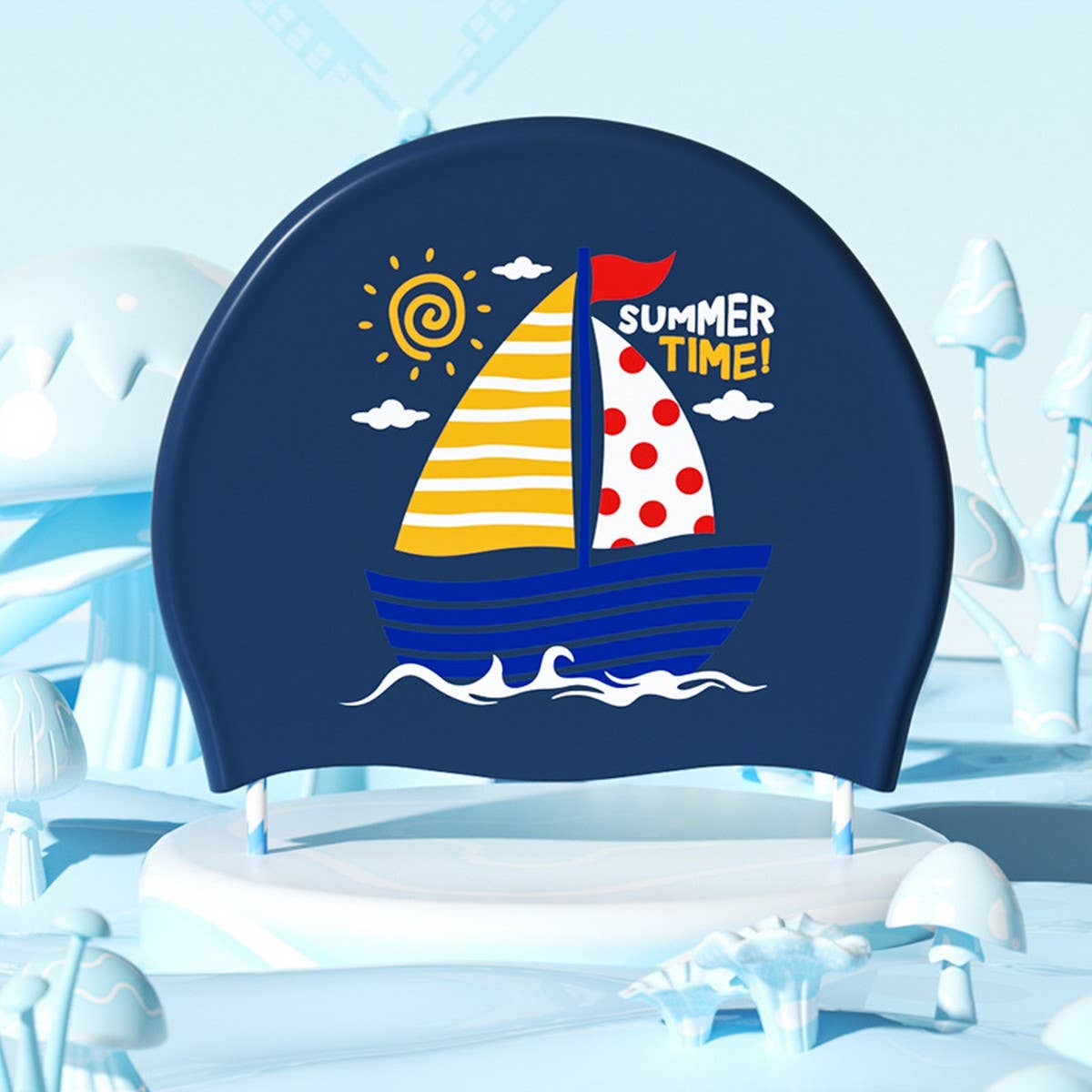 Kids Swim Cap Cartoon Cute Waterproof Silicone Hat