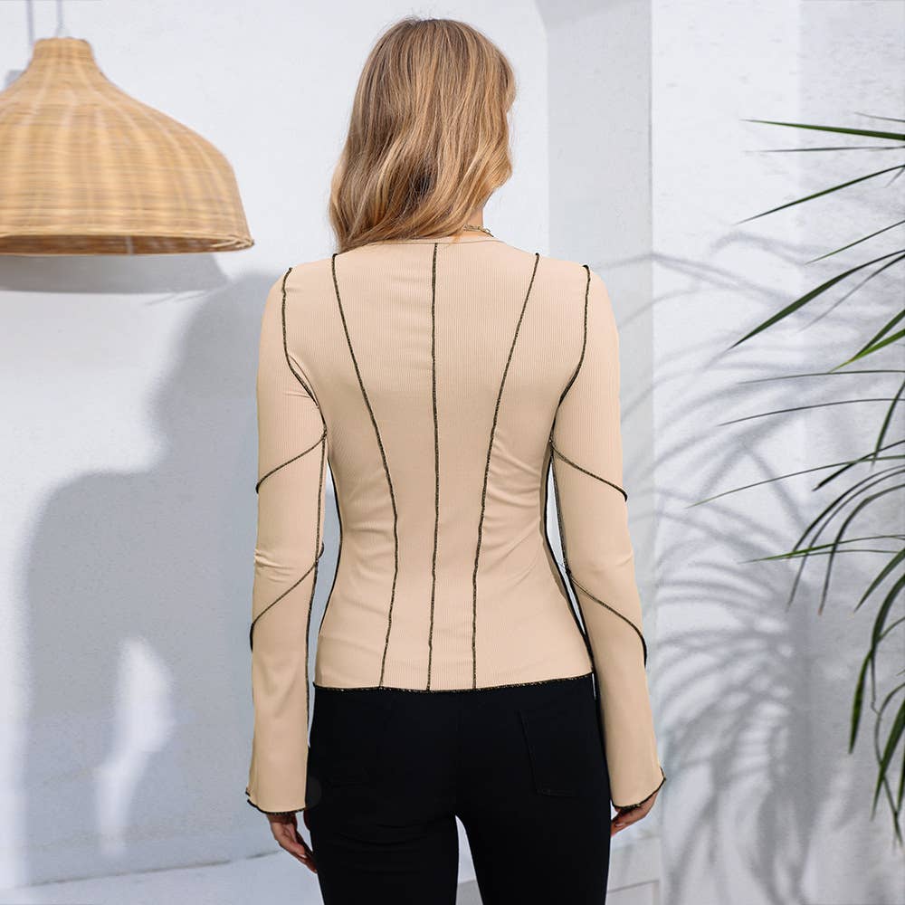 LONG SLEEVE CREW-NECK FLARED SLEEVE PIT TOP