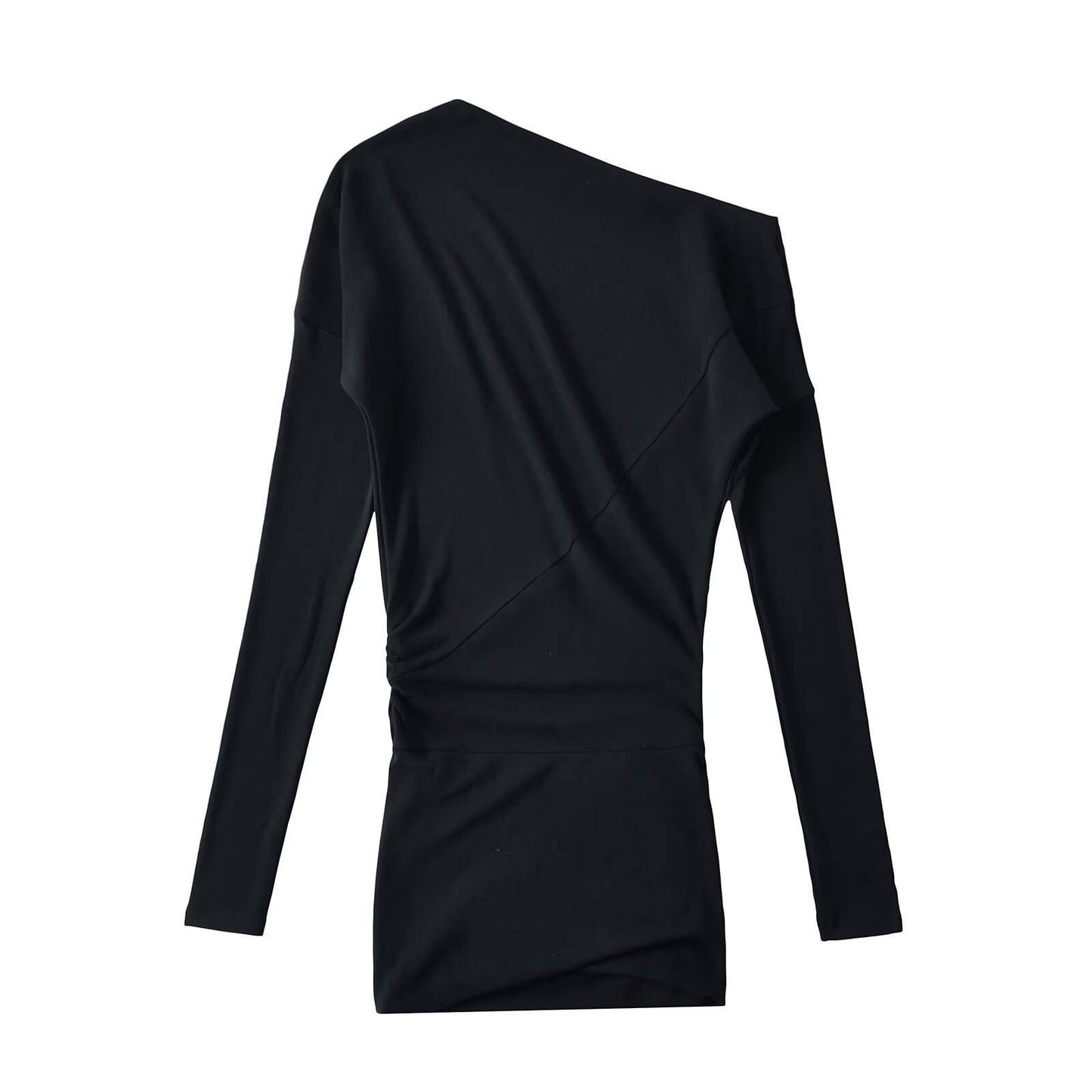 American retro one-shoulder long-sleeved dress