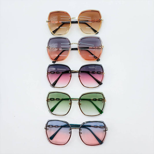 WOMEN RETRO RIMLESS CRYSTAL SUNGLASSES