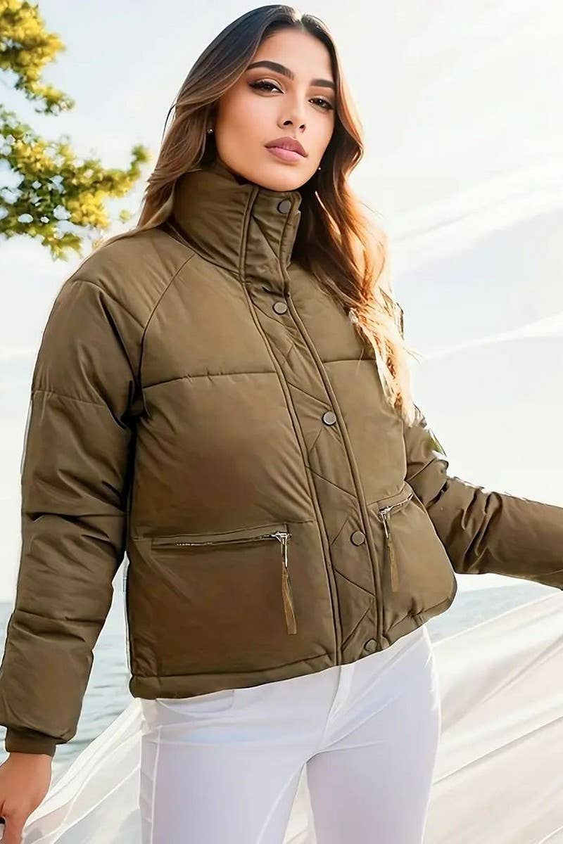 CWOCO0605_STAND COLLAR THICKENED SOLID COLOR COTTON COAT