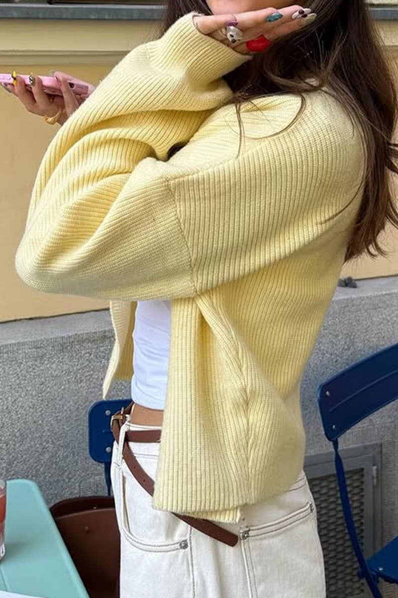 CWOCAL00777_SOLID COLOR BUTTON LONG SLEEVE KNITTED JACKET