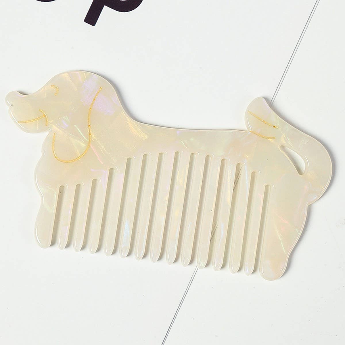 Cute Dog Wide-Tooth Acetate Comb Portable Brush