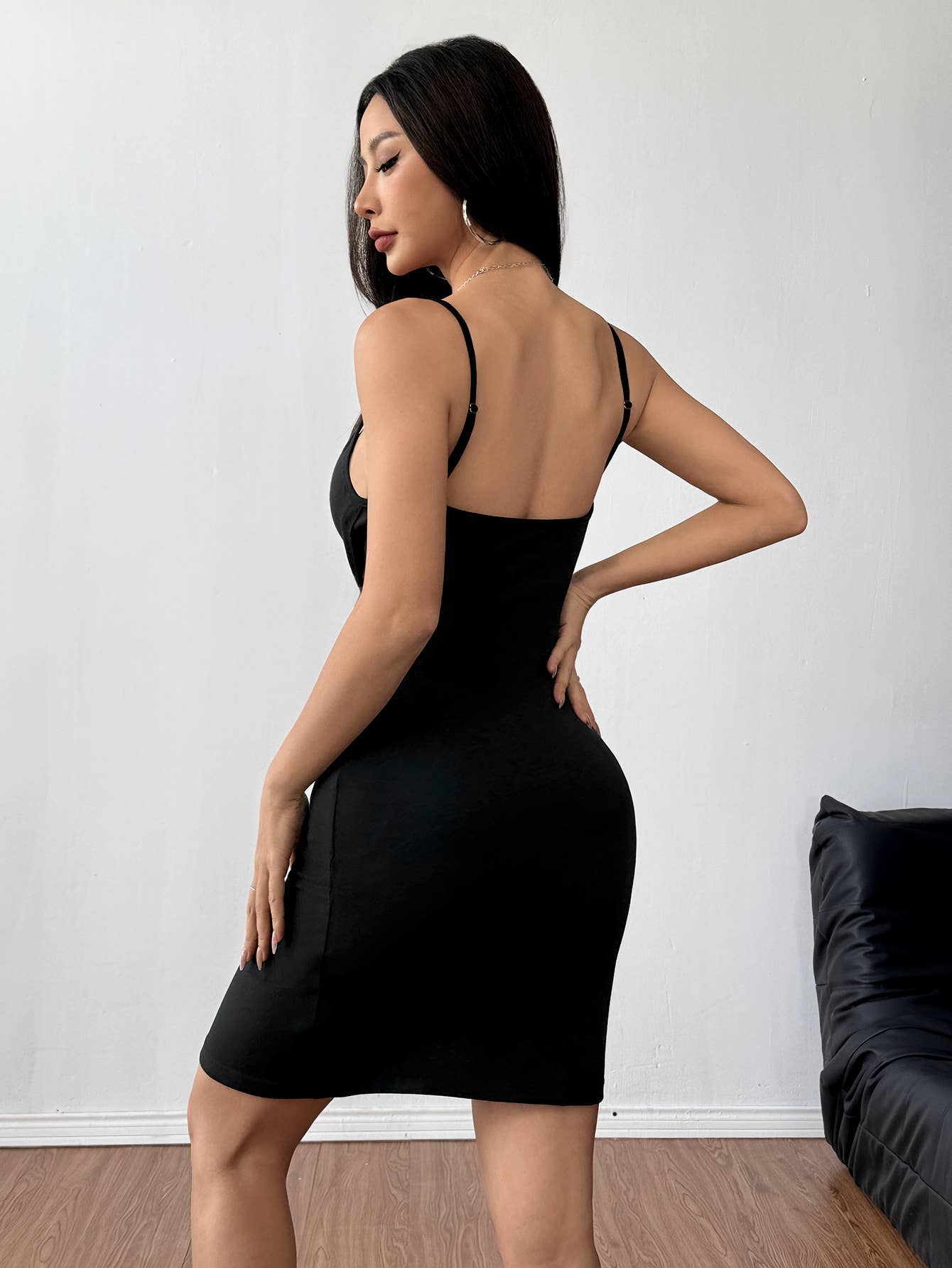 Solid color sexy halter slim bag hip short dress