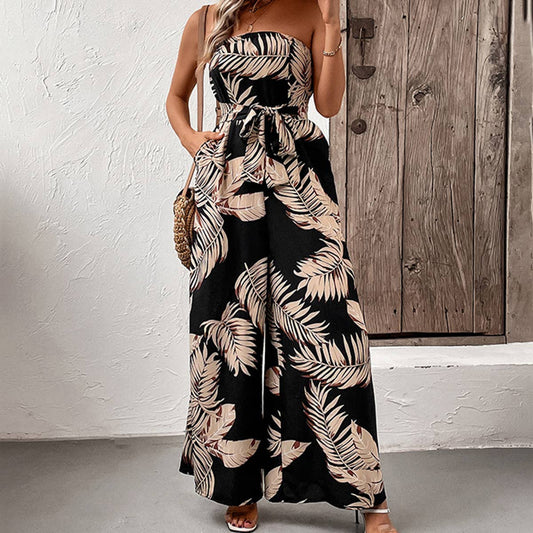 Printed strapless jumpsuit_CWSJS0583