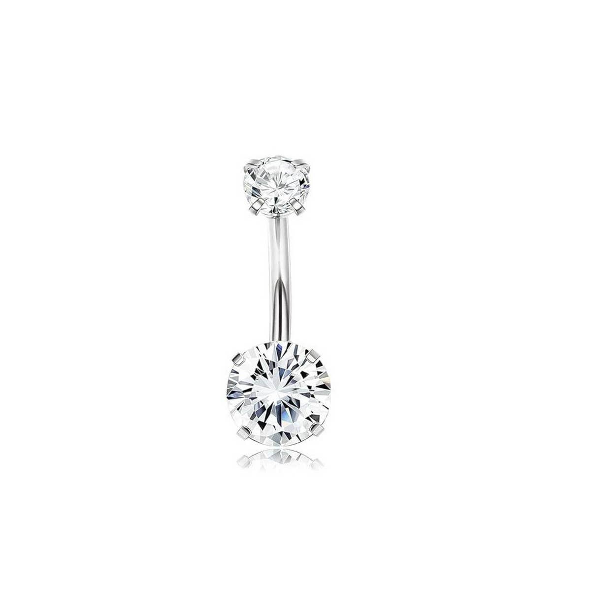 New Angel Wings CZ Belly Ring with Prong Setting