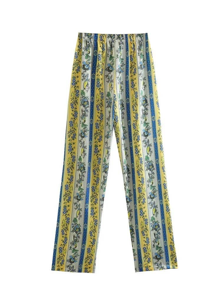 Ethnic style lapel top basic trouser suit