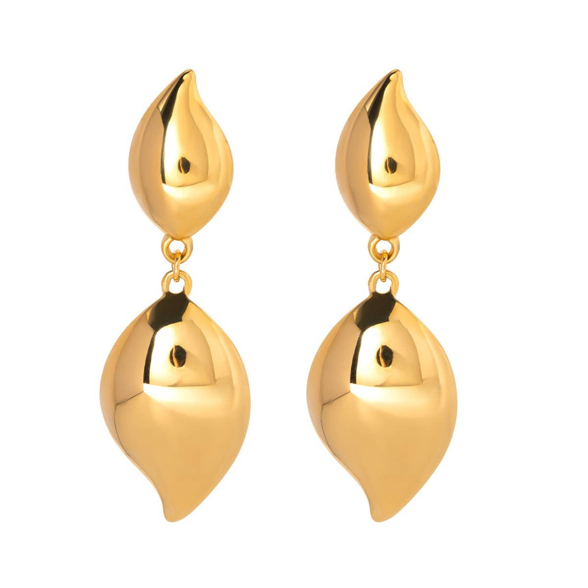SIMPLE PETAL TEARDROP-SHAPED POLISHED EARRINGS_CWAJE1794
