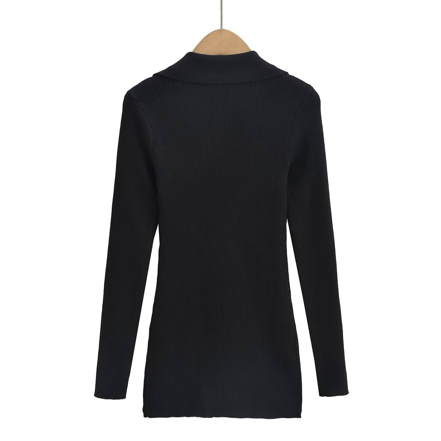 FASHION BIG METAL BUTTON SLIT MIDLENGTH KNITWEAR