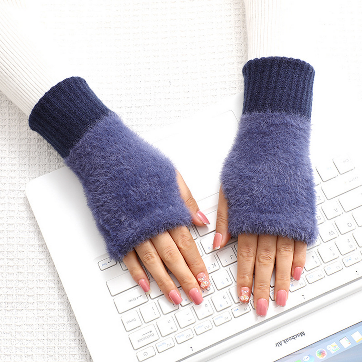 Women??¢s Long Fingerless Knit Gloves Touchscreen_CWAG0520