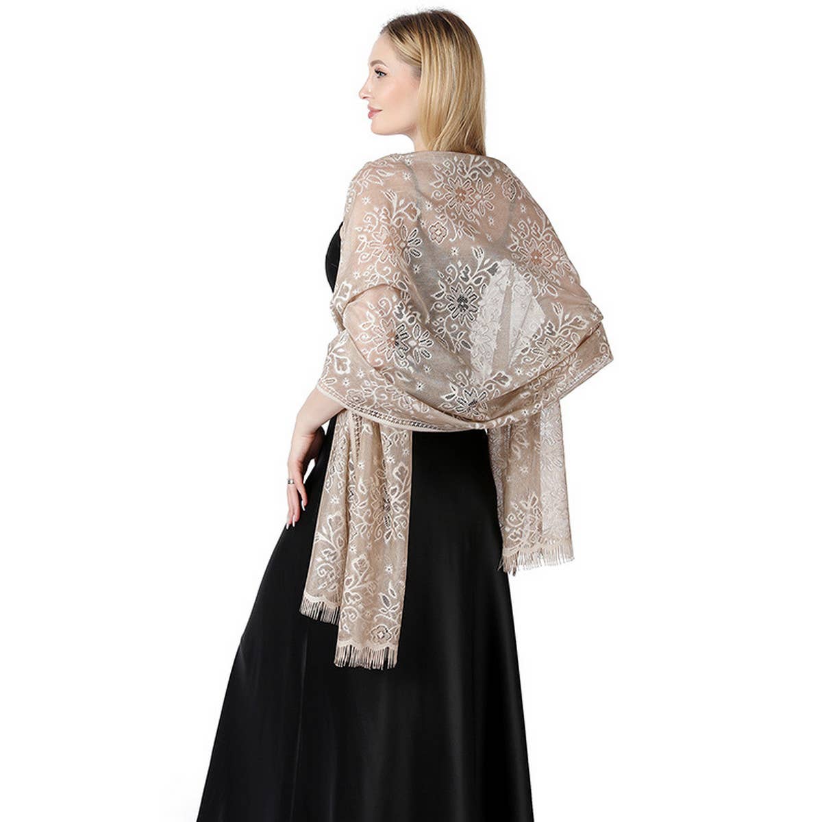 Floral Lace Tie-Dye Shawl ? Bridal Evening Wrap