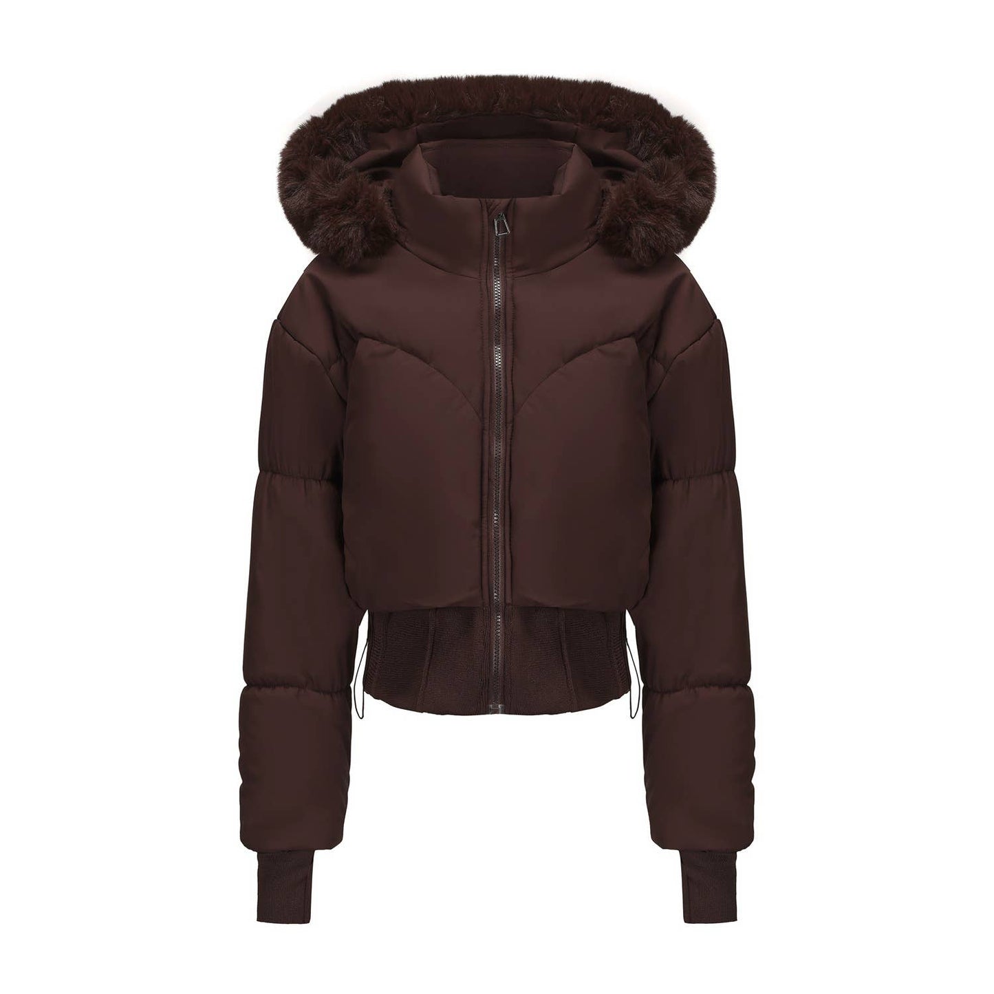 Thick cotton-padded jacket with a cinched waist