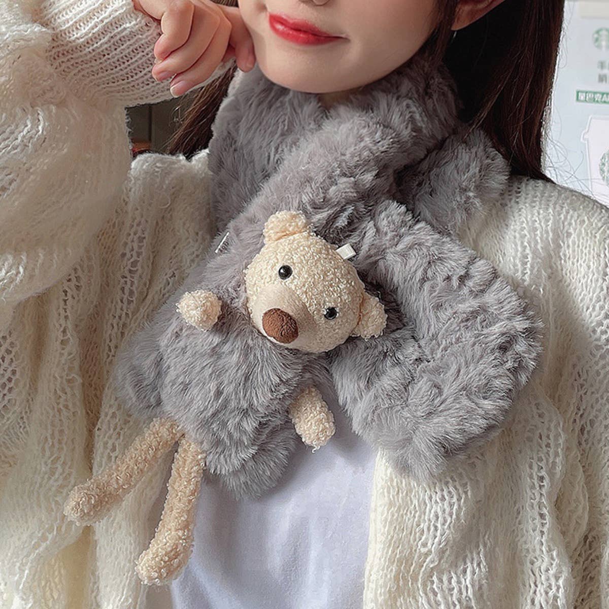 2024 CUTE CARTOON BEAR WARM SCARF_CWASC1255