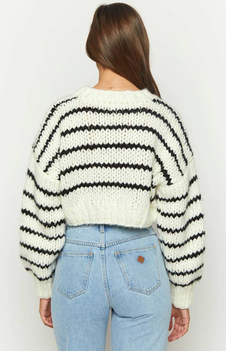 BAGGY PULLOVER WITH CREW NECK AND COLOR STRIPES