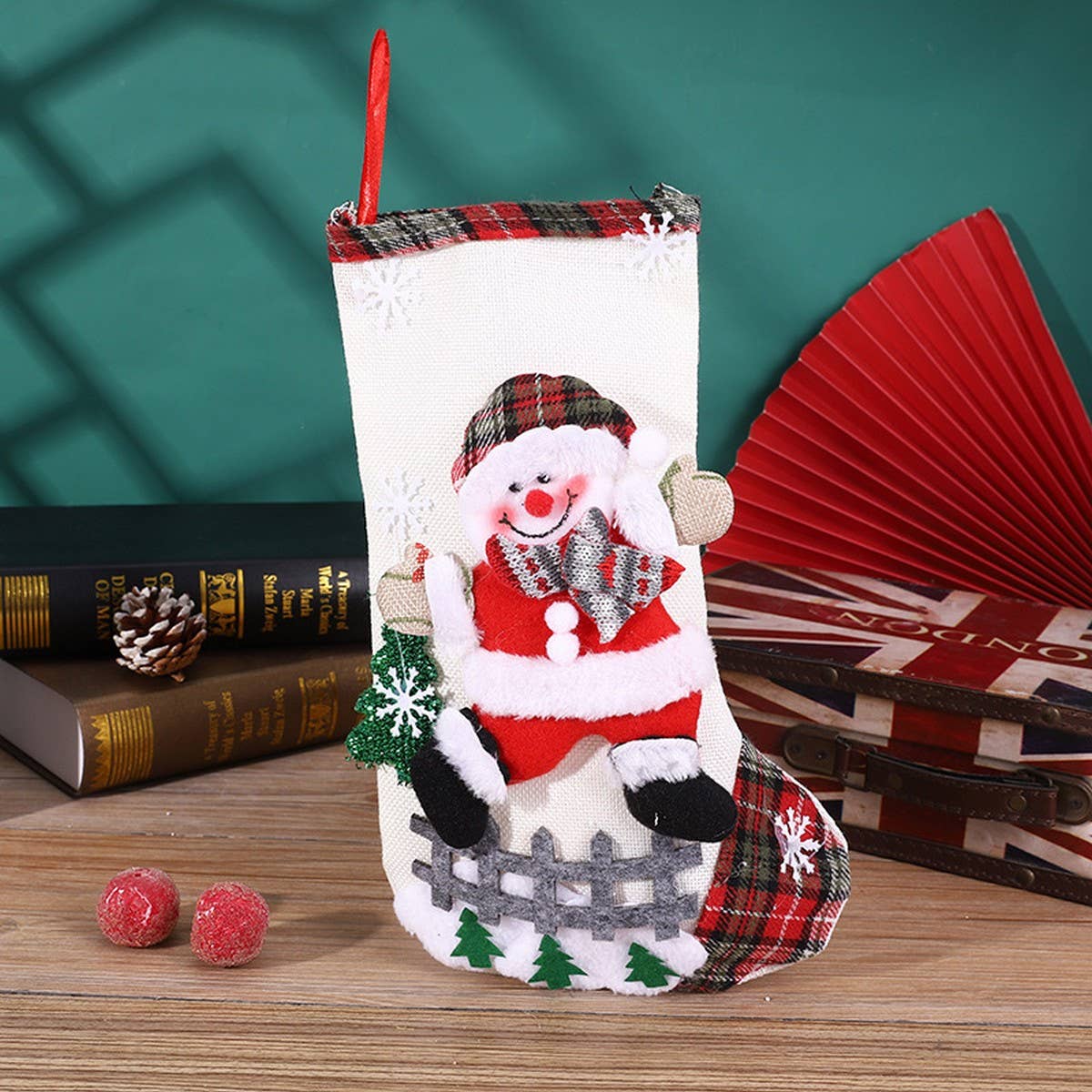 SEQUINED 3D SANTA CLAUS CHRISTMAS STOCKINGS