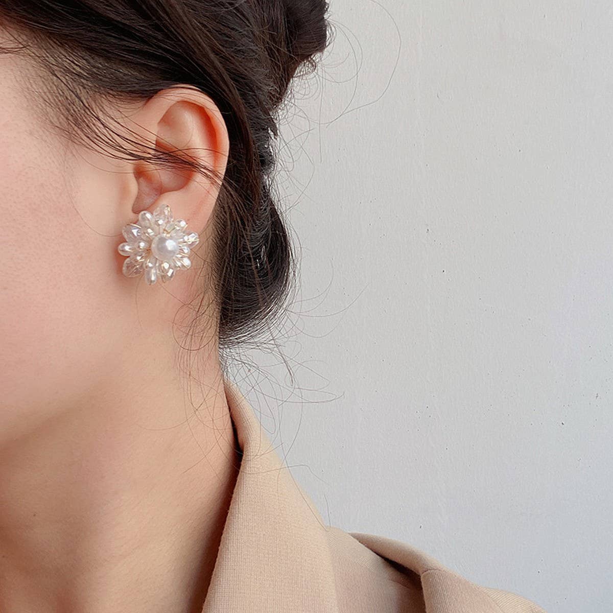 FRENCH VINTAGE PEARL FLOWER EARRINGS