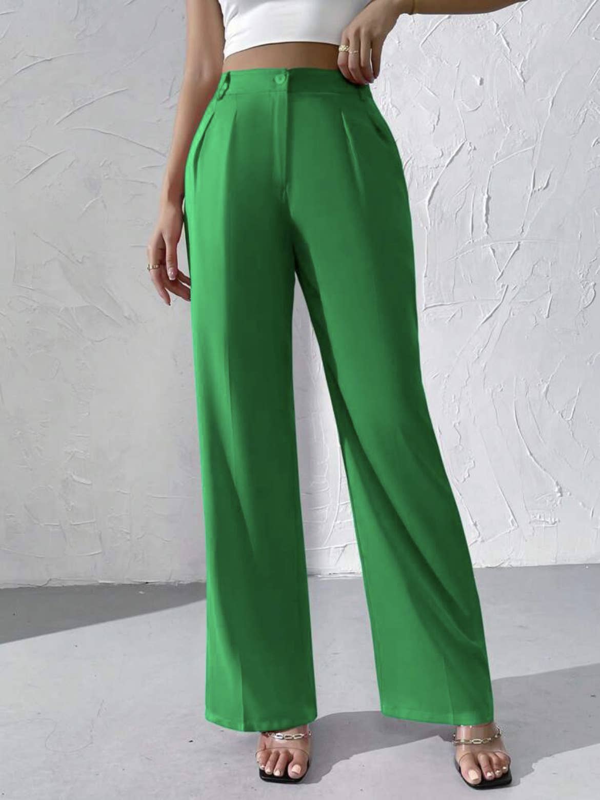Elegant solid color dangling wide-leg suit pants