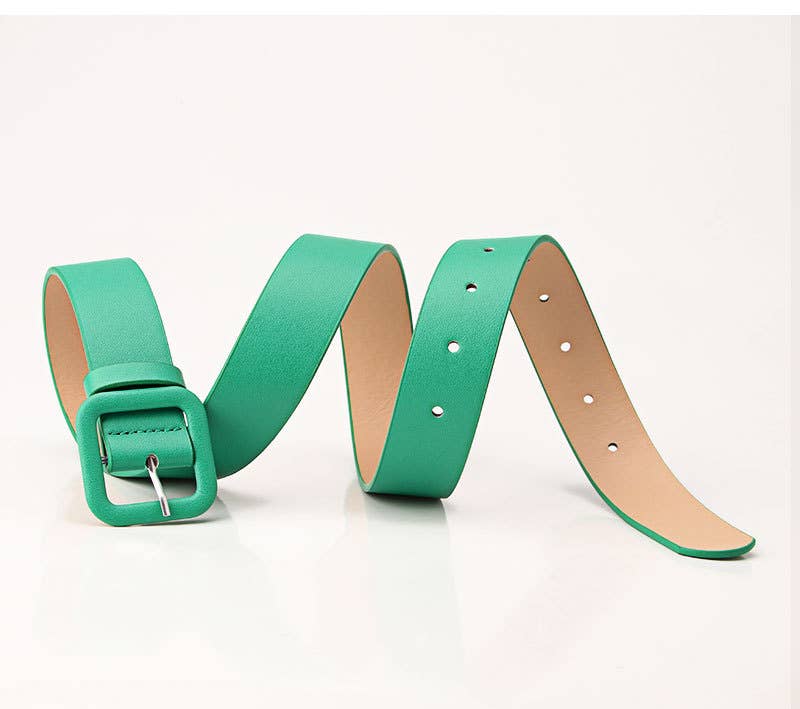 Square-buckle candy-colored versatile belt