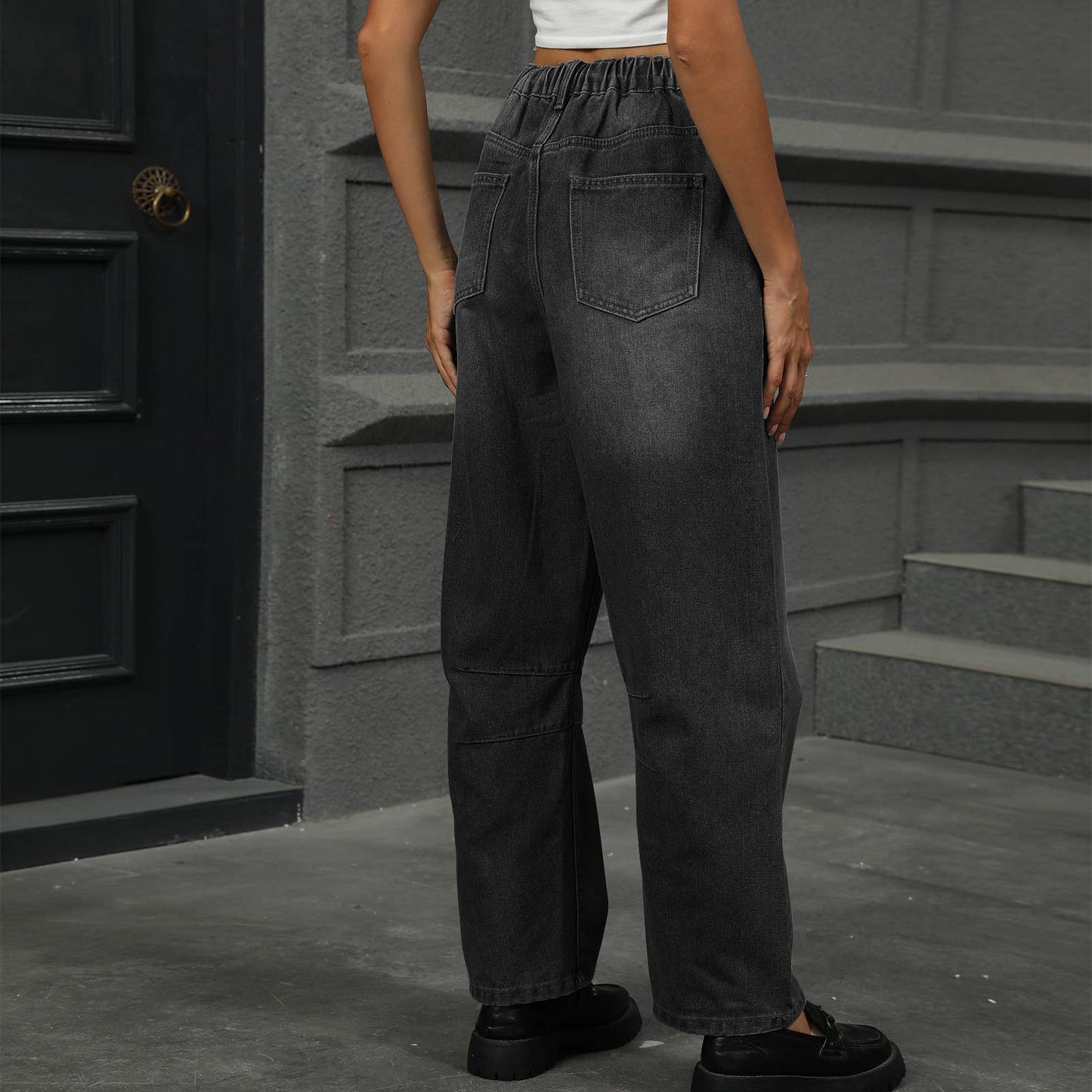 WASHED LOOSE HARLAN DENIM NINE-POINT PANTS