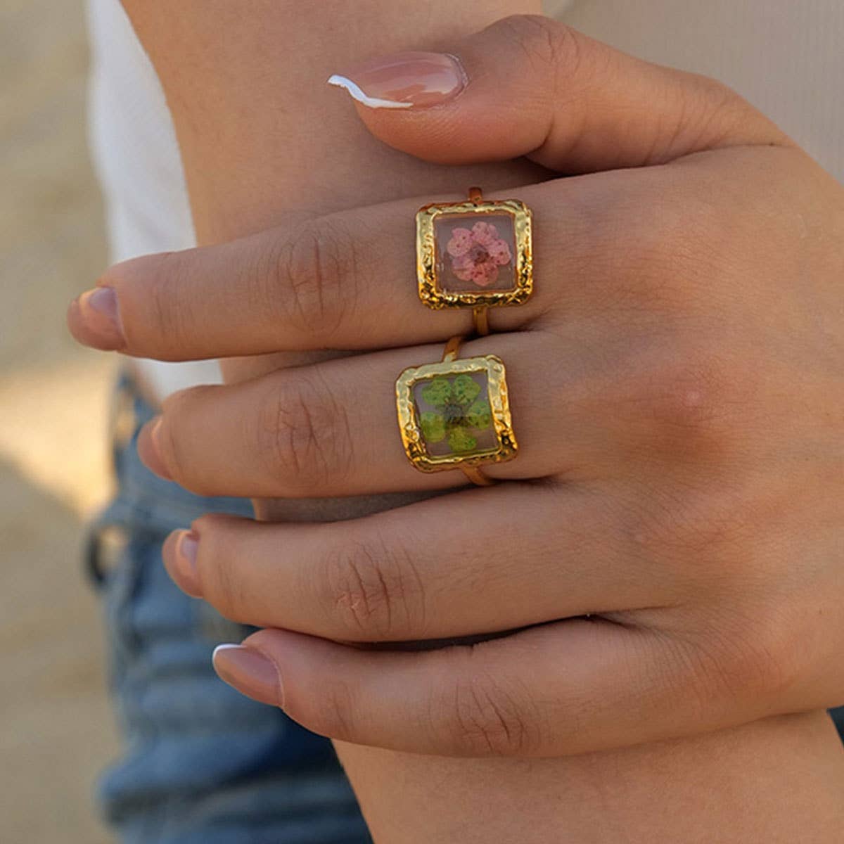 IMMORTAL FLOWER STAINLESS STEEL RINGS FOR WOMEN