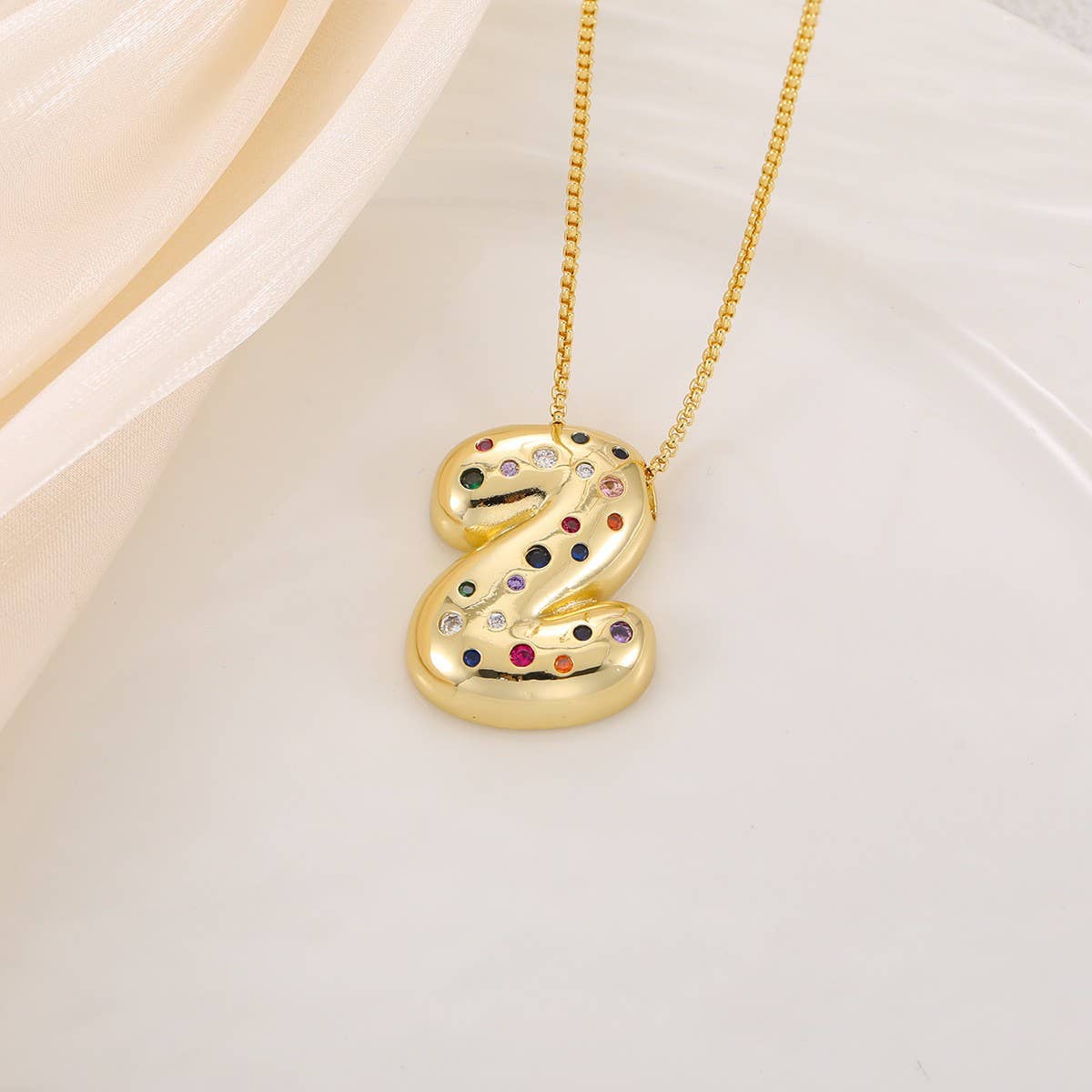 Creative Glossy Colorful Letter Pendant Necklace