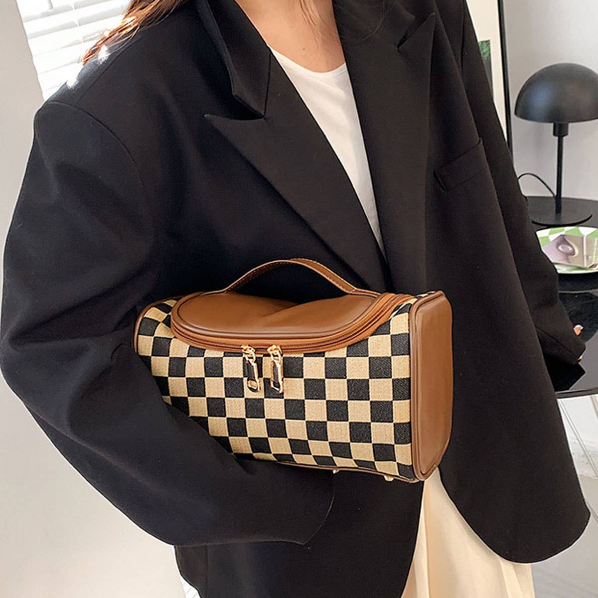 NEW CHECKERBOARD LARGE-CAPACITY COSMETIC BAG_CWAB4491