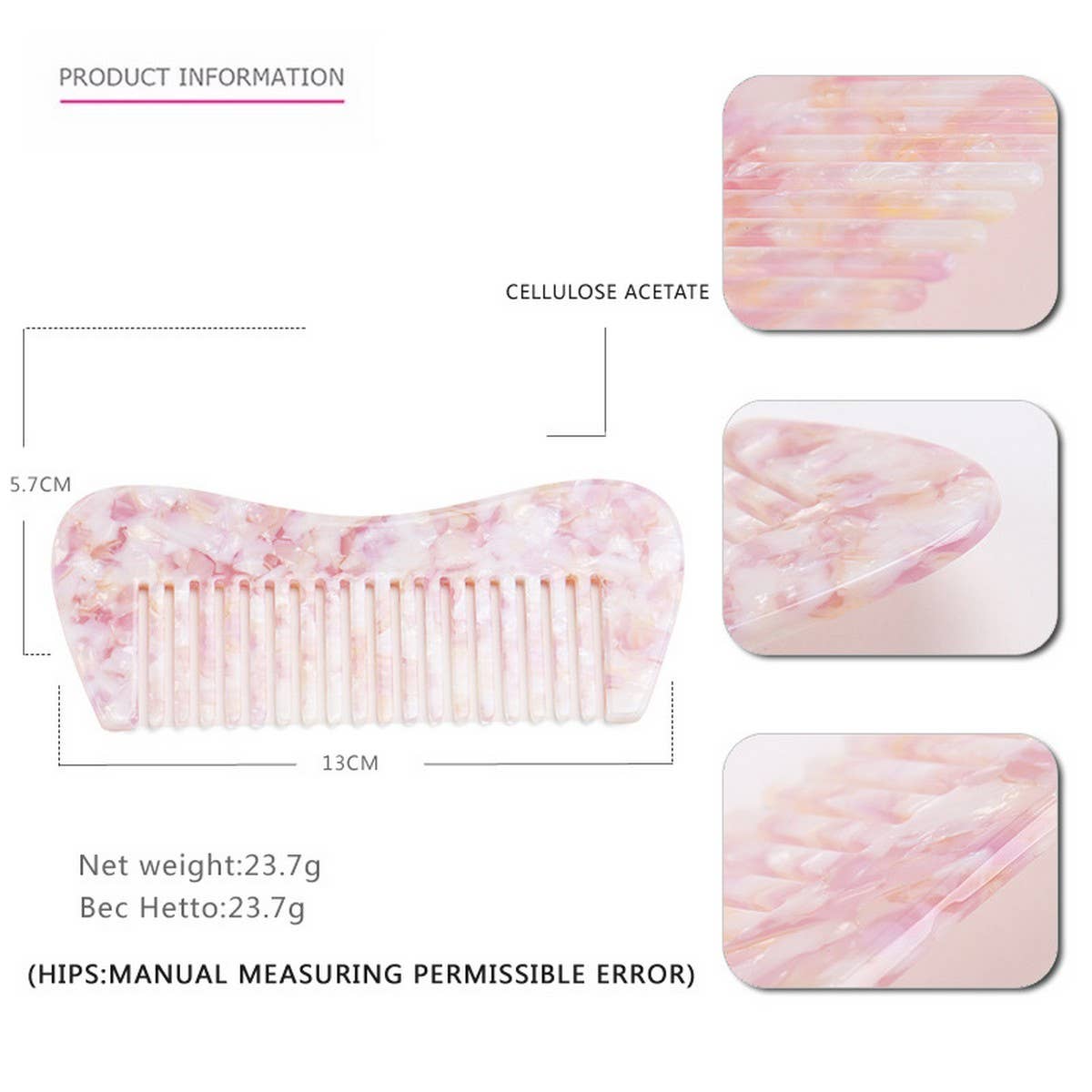 ACETATE 4MM COMB GRADIENT TEETH HAIR COMB_CWAHA4189