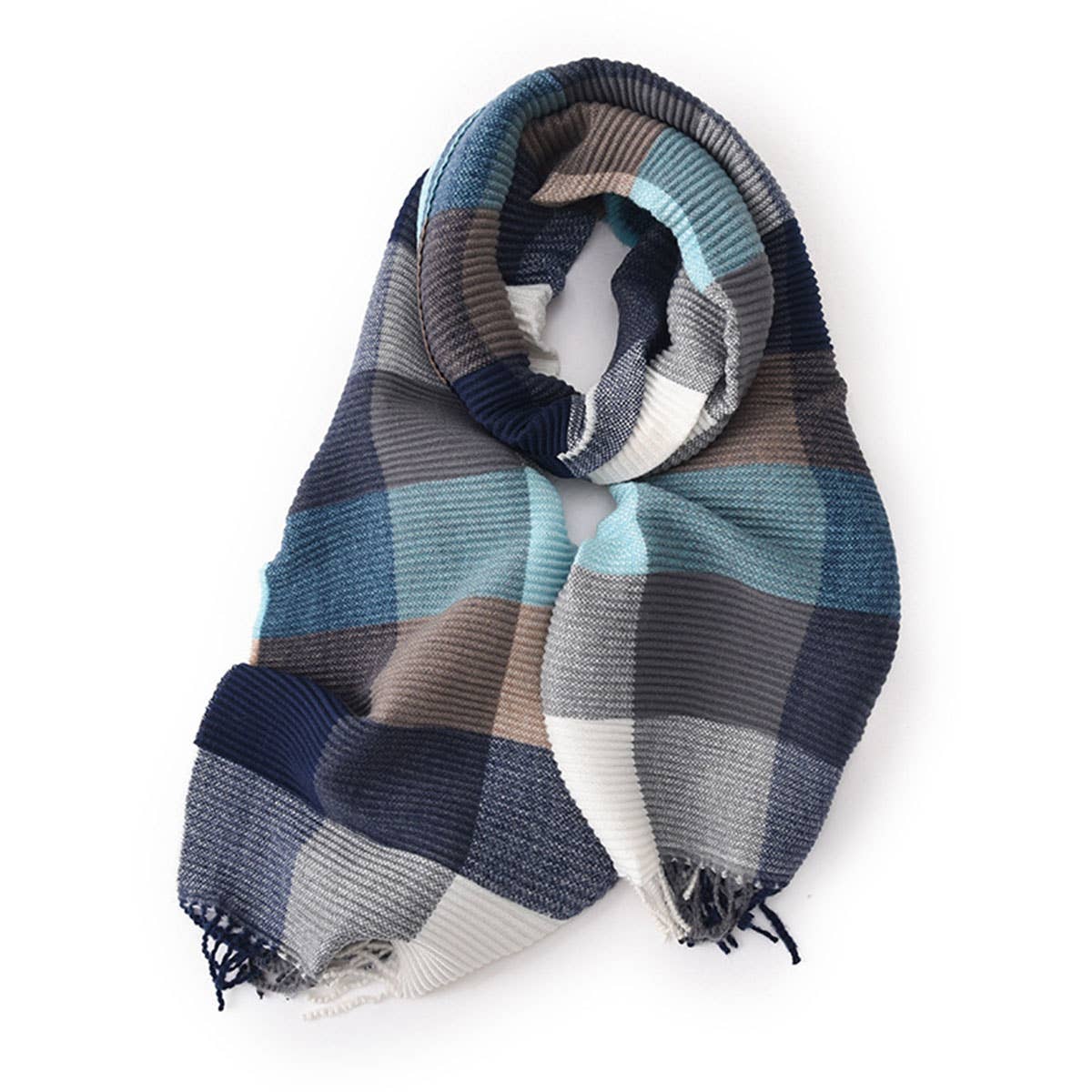 Crinkle Plaid Winter Scarf ? Unisex Soft Wrap