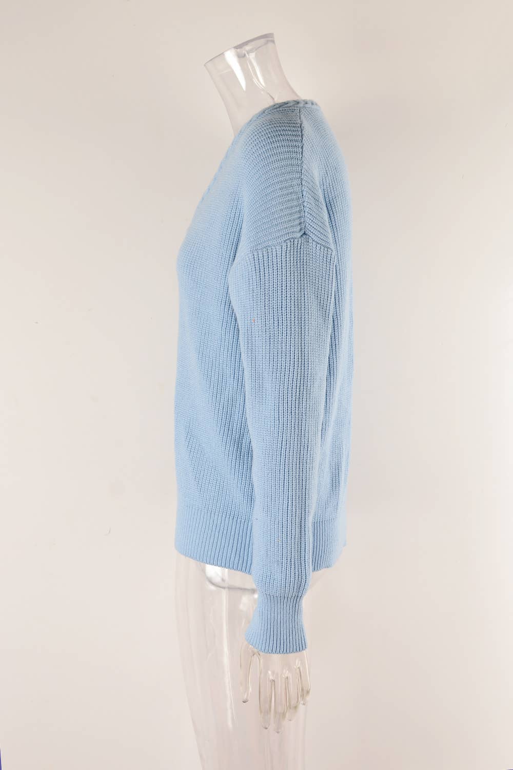 V-NECK TWIST SLIM SOLID COLOR SWEATER PULLOVER