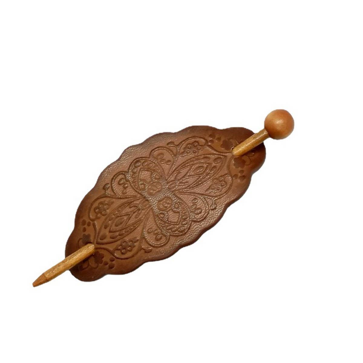 Floral Totem Painted Faux Leather Hair Stick