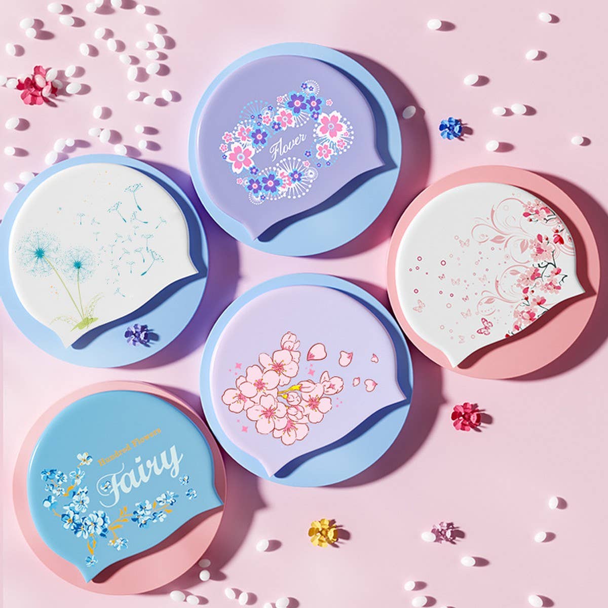 XL Printed Silicone Swim Cap for Long Hair Women_CWMM6704