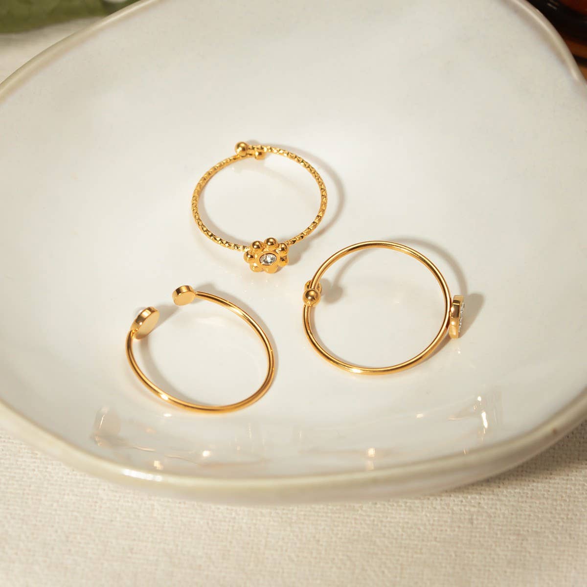 18K PALD GOLD STAINLESS STEEL RINGS SET WHOLESALE_CWAJE1231