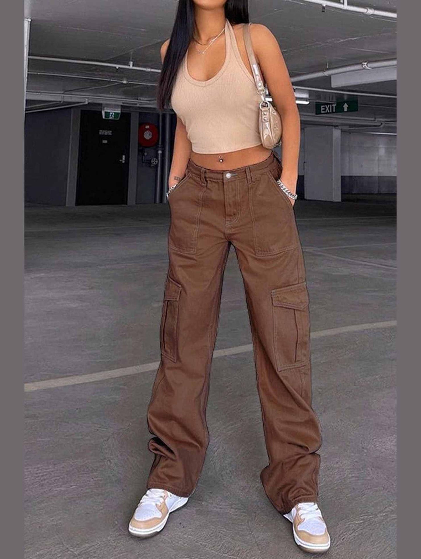 DENIM SEMI ELASTIC DESIGN CARGO PANTS_CWJP0180