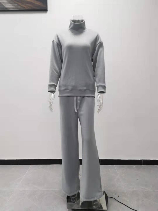 KNIT LACE-UP FASHION CASUAL TWO-PIECE SUIT