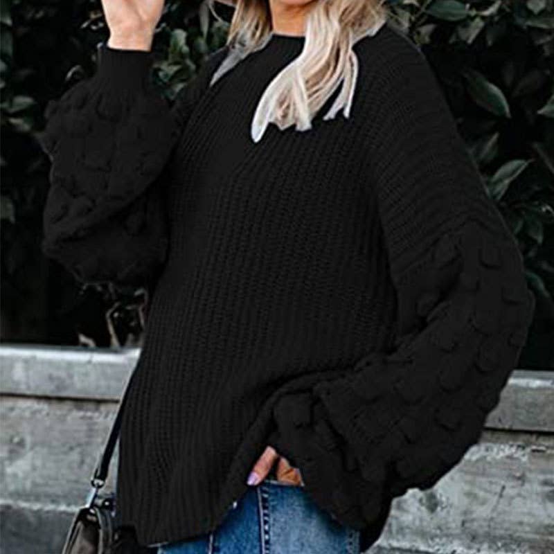 SWEATER KNITTED WITH LARGE SLEEVES AND CREW NECK