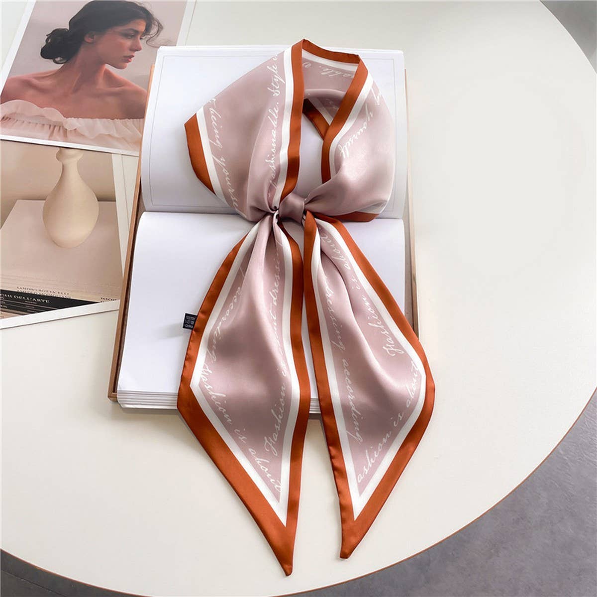 FASHIONABLE DOUBLE-LAYER RIBBON ANGLED HEAD SCARF