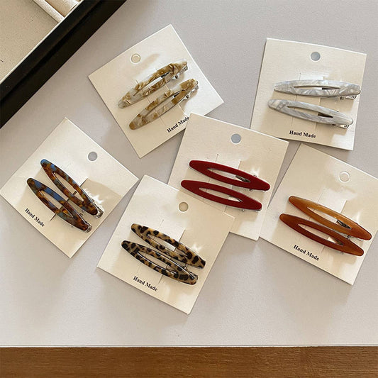 Small niche simple hollow willow acetic acid metal hairpin