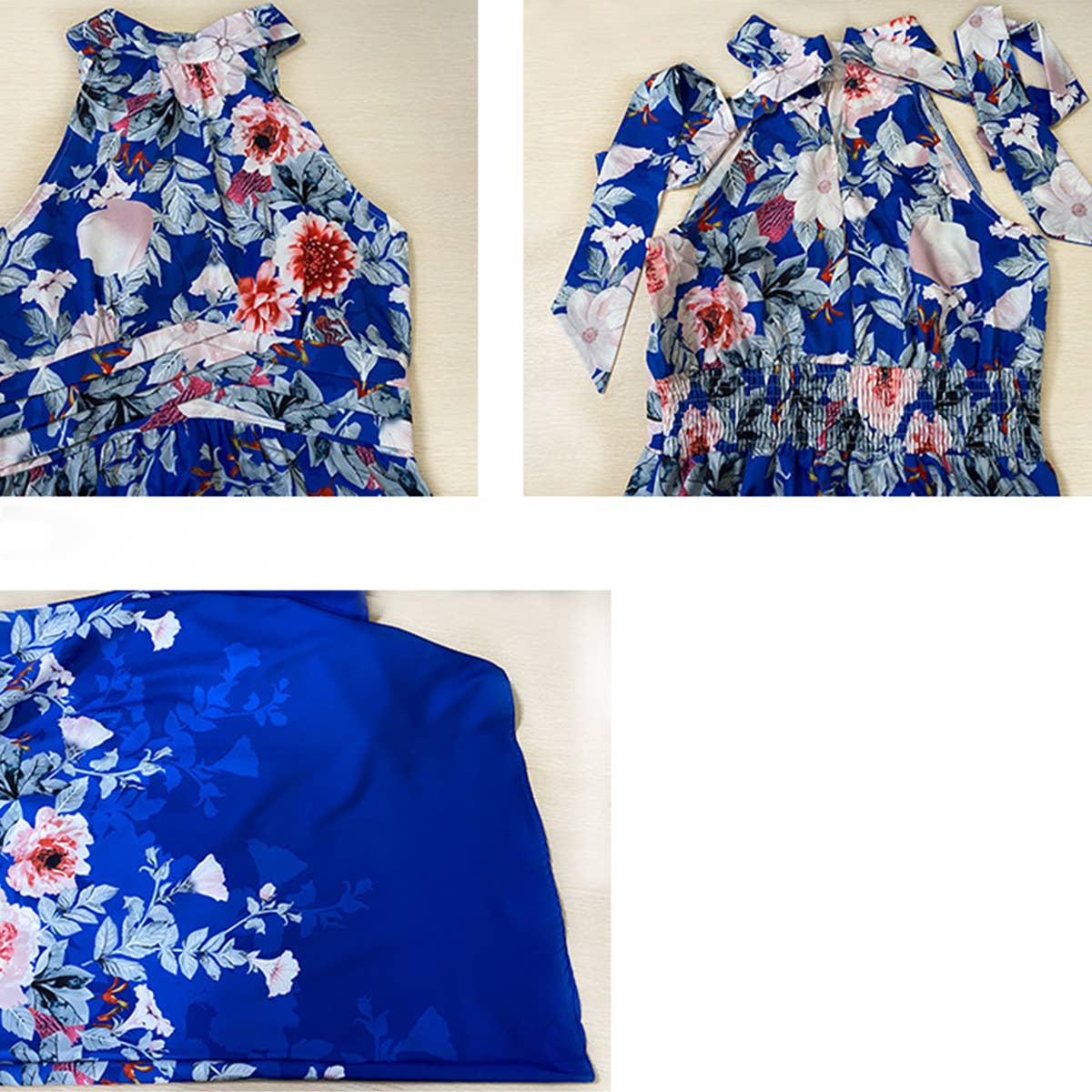 FASHION HALTER PRINT WAIST SLIMMING DRESS