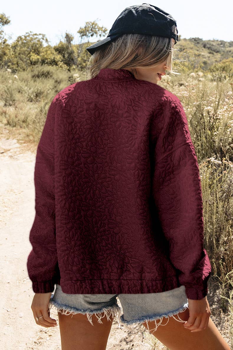 Solid-color floral texture loose jacket