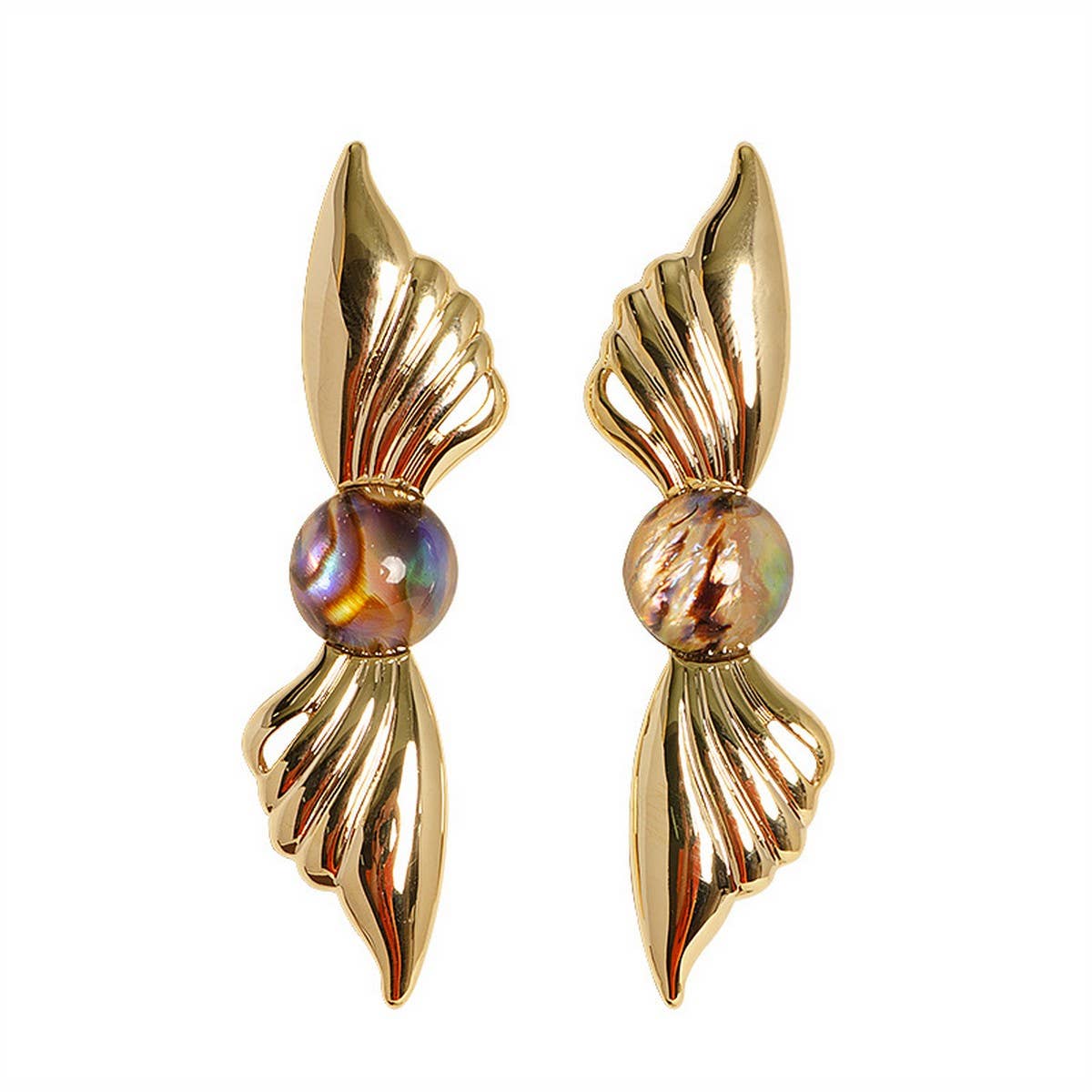 ANGEL'S WINGS ABALONE SILVER NEEDLE EARRINGS_CWMM4337