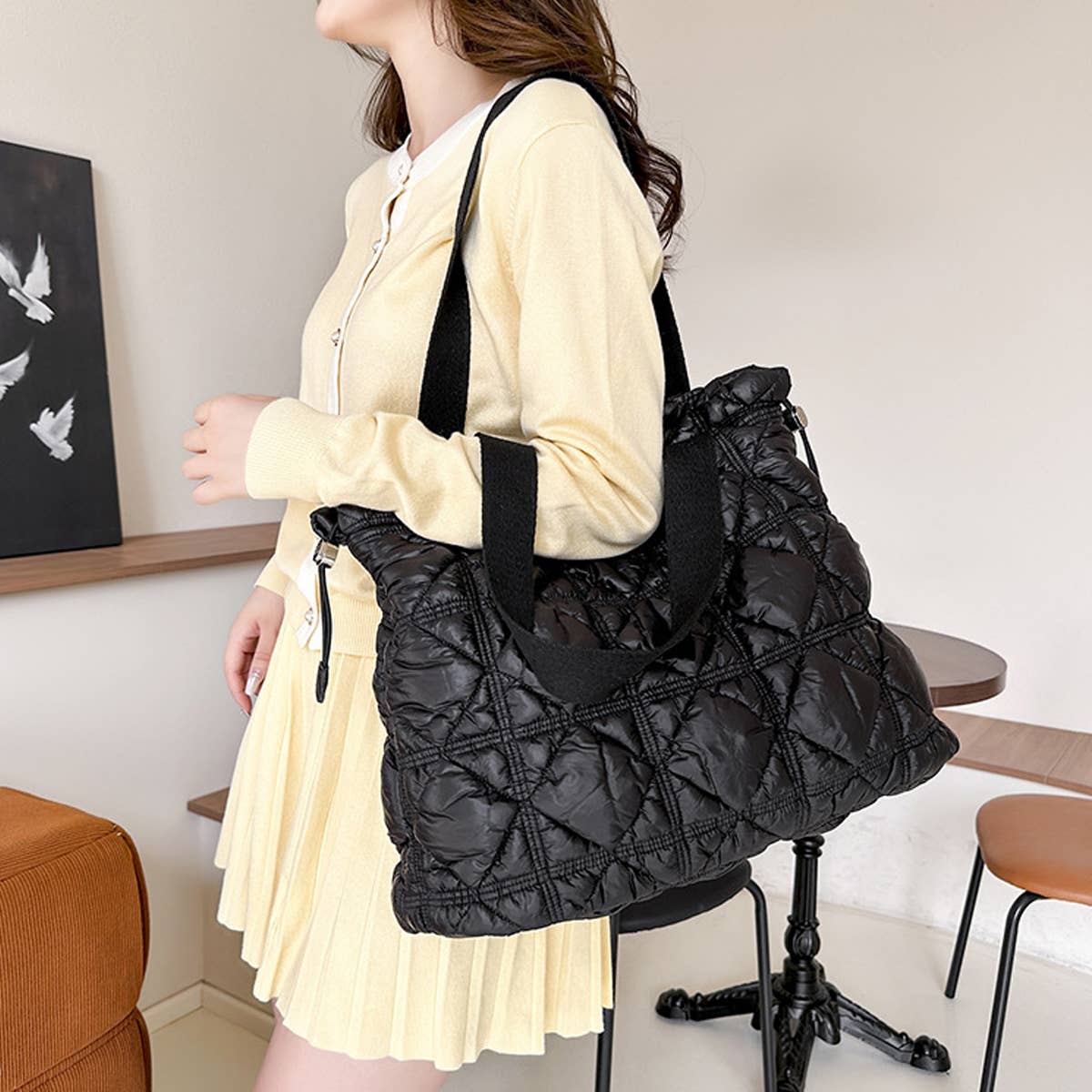 WOMEN LARGE CAPACITY DRAWSTRING TOTE BAG_CWAB1751