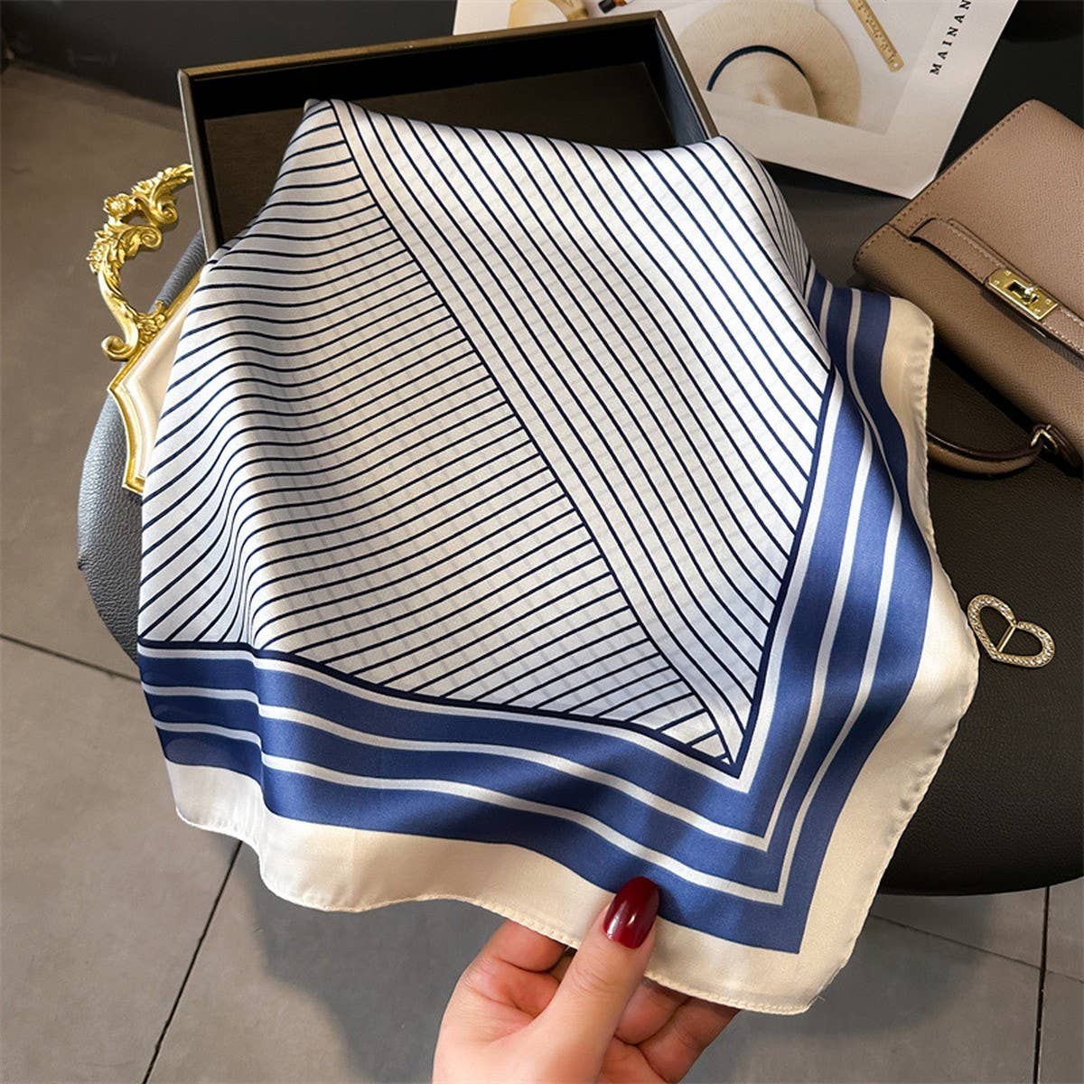 Printed Satin Square Scarf ??Office & Casual Wrap_CWASC1432