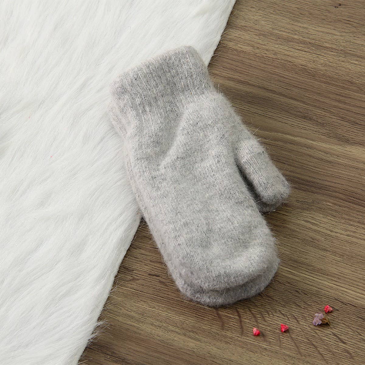 WOMEN'S SOLID COLOR RABBIT FUR FULL FINGER GLOVES_CWAG0182