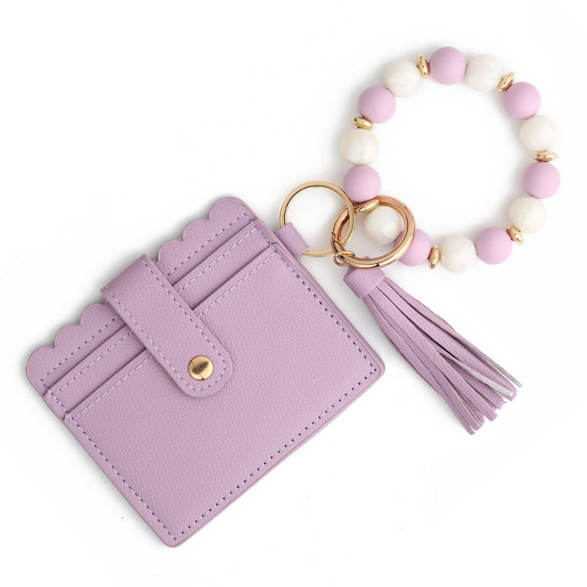 PU Card Wallet with Silicone Bead Bracelet_CWAB4943